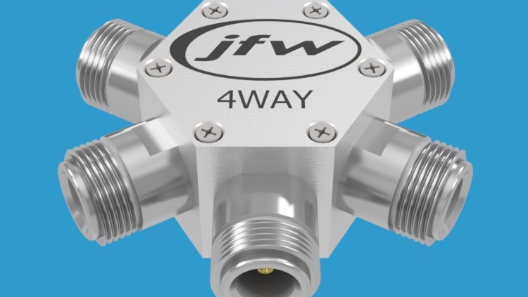 JFW model 50PD-135 resistive 4way power divider/combiner with 50 Ohm N female connectors