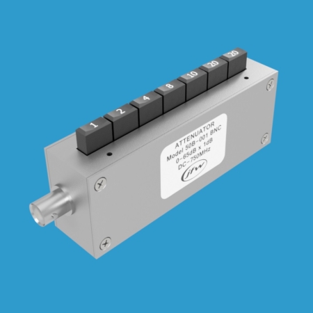 JFW model 50B-001 BNC pushbutton attenuator