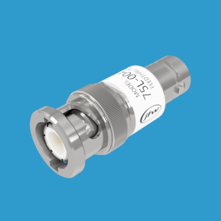 model 75L-004 feedthru termination with 75 Ohm BNC male/female connectors