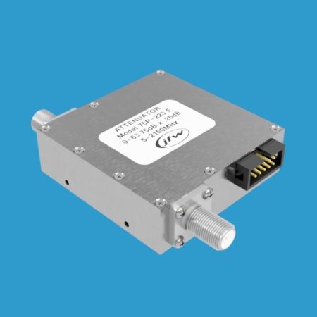 75 Ohm programmable attenuator with attenuation range 0-63.75 x 0.25dB