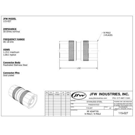 50 Ohm RF adapter | N male to N male | DC-18GHz