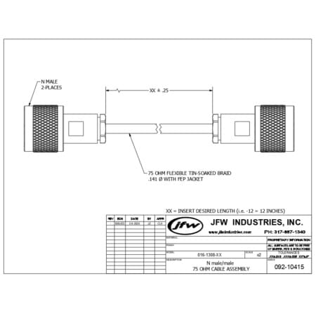 75 Ohm cable | N male to N male | DC-3GHz